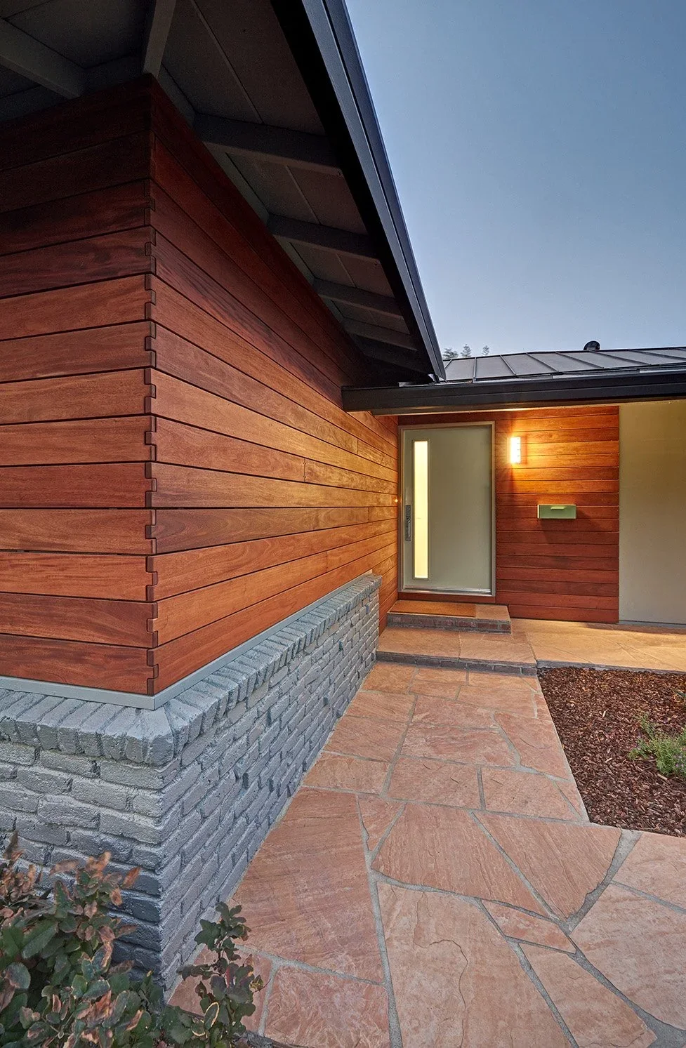 Whole home remodel, exterior, mahogany wood siding, dovetailed